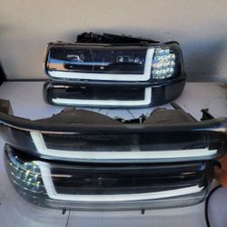 99-02 Chevrolet Silverado 00-06 Suburban Tahoe LED DRL Headlights Luces Micas Calaveras Faros Faroles Focos Chevy 