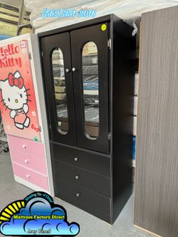 Black tall closet with mirror new ropero armoire bonito Nuevo