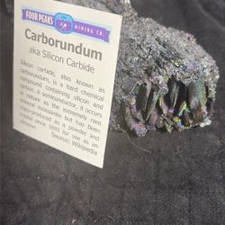 Rainbow Carborundum Silicon Carbide Crystal Cluster – Large Iridescent Rainbow Specimen w/ Four Peaks Mining Co. Card