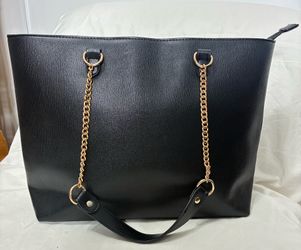 Dorothy Perkins large black bag with gold chain straps  