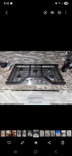 36" Gas cooktop kitchen Aid stainless steel. Used