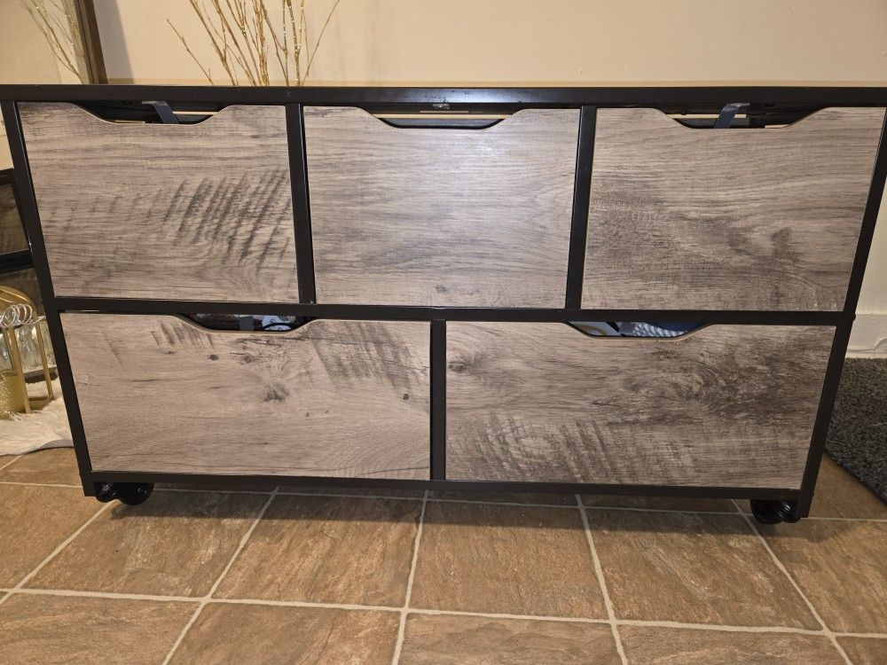 Rustic Rolling 5-Bin Storage Organizer