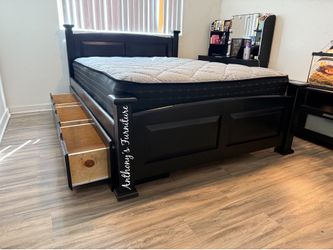 New Queen Bed And Mattress With Drawers