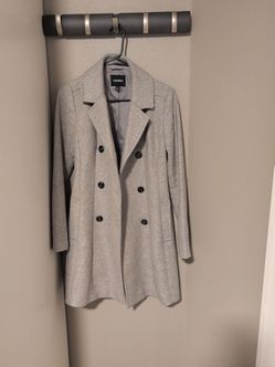 Express Gray Double-Breasted Wool Coat