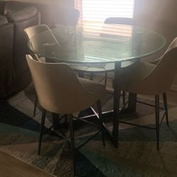 Glass Top Dinning Table Set With 4 Chairs