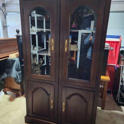 2 Cabinets Bookcase/Shelving with Lighting & Glass Shelves