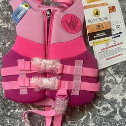 NEW W/ TAGS! BODY GLOVE GIRLS  ALL INFORMATION IN PICTURES! LIFE JACKET/LIFE VEST 