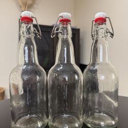 16oz Glass Bottles With Flip Top Caps - Set Of 5