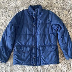 The North Face TNF Vintage Brown Label Jacket SZ M Blue Snaps Zipper Gorecorp