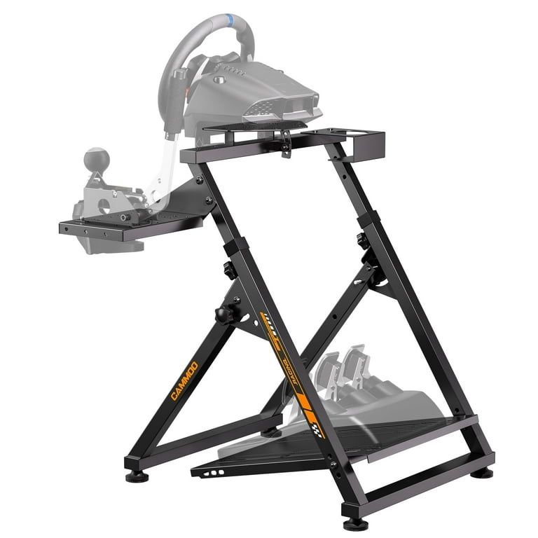 Foldable High Compatible Sim Racing Wheel Stand Simulator Fits Handbrake,Height Adjustable,Cup Holder,29 Holes Wheel Panel & 26 Holes Shifter Panel