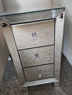 Bonnlo 3-drawer Mirrored Nightstand End Table 