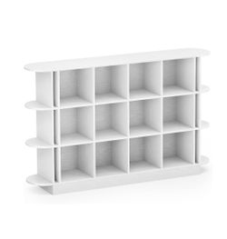 White 3-Tier Oval Bookshelf - Curved Horizontal Bookcase, 12-Cubes
Modern Style, Double-Frame Design, Cubby Shelf, Cube Storage Organizer for 11x11 Fa