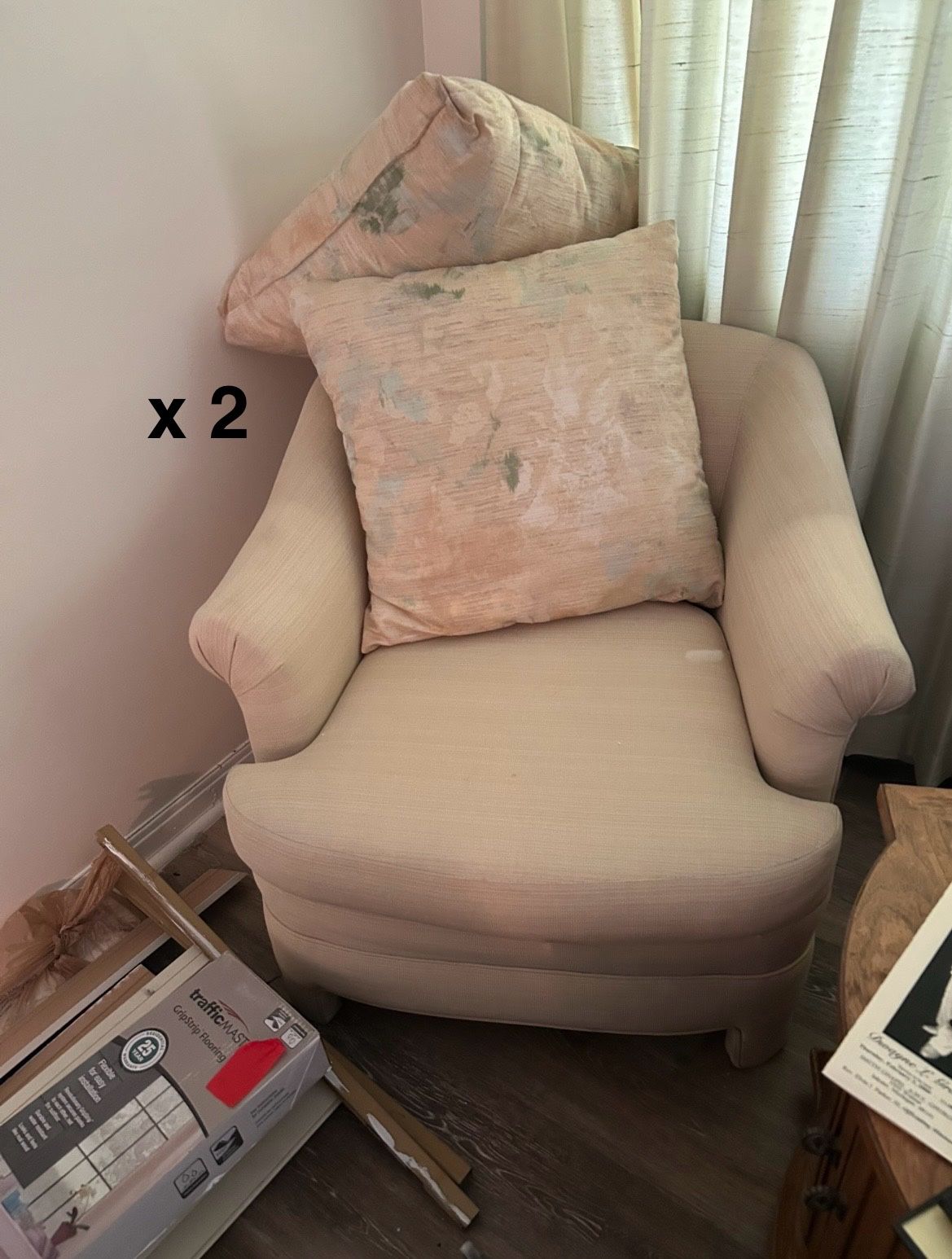 Set of 2 vintage chairs w/pillows - only $60 OBO