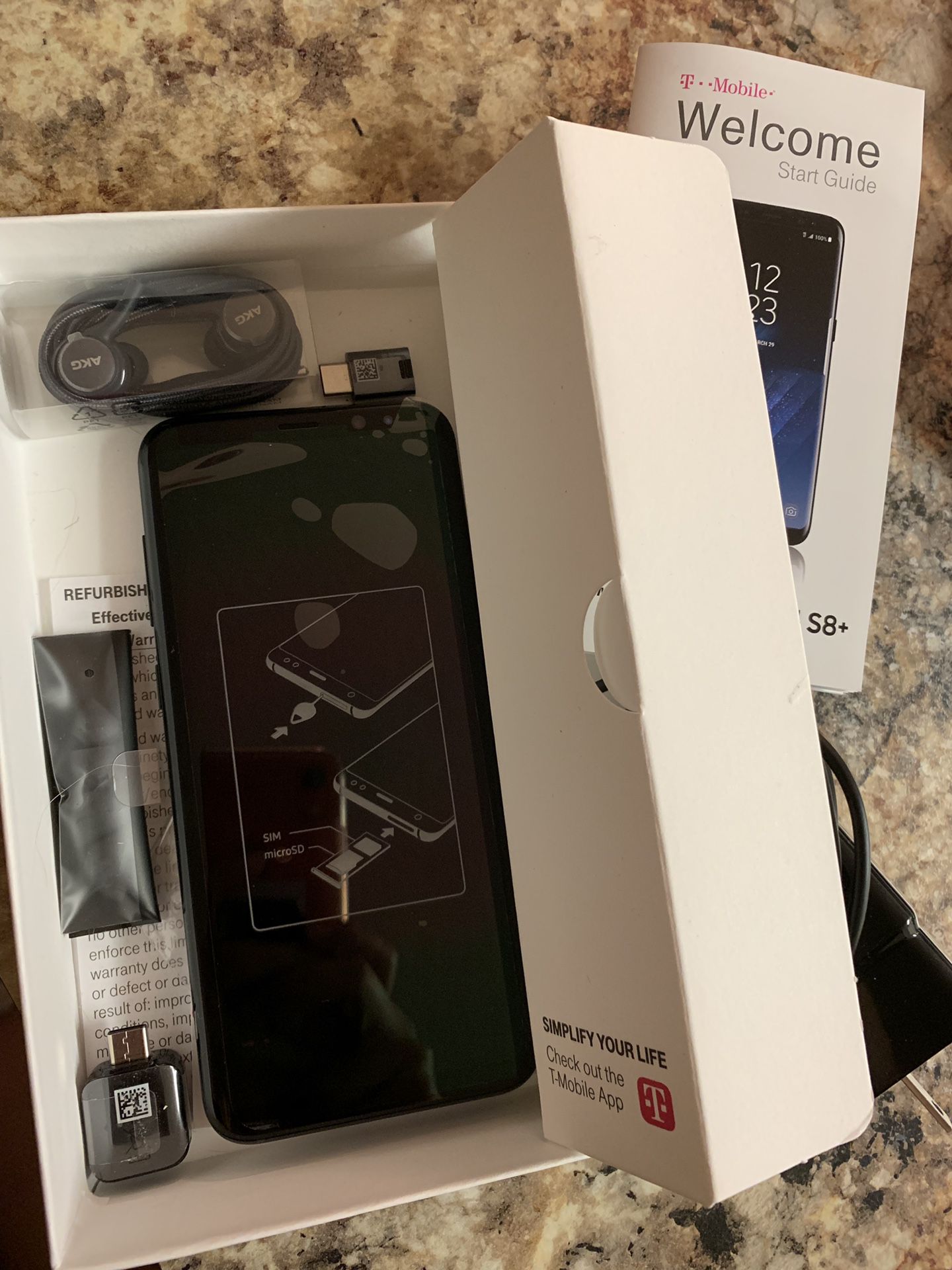 Samsung galaxy S8+ factory unlocked from T-mobile to use with any carrier. Brand new out of the box never used before.