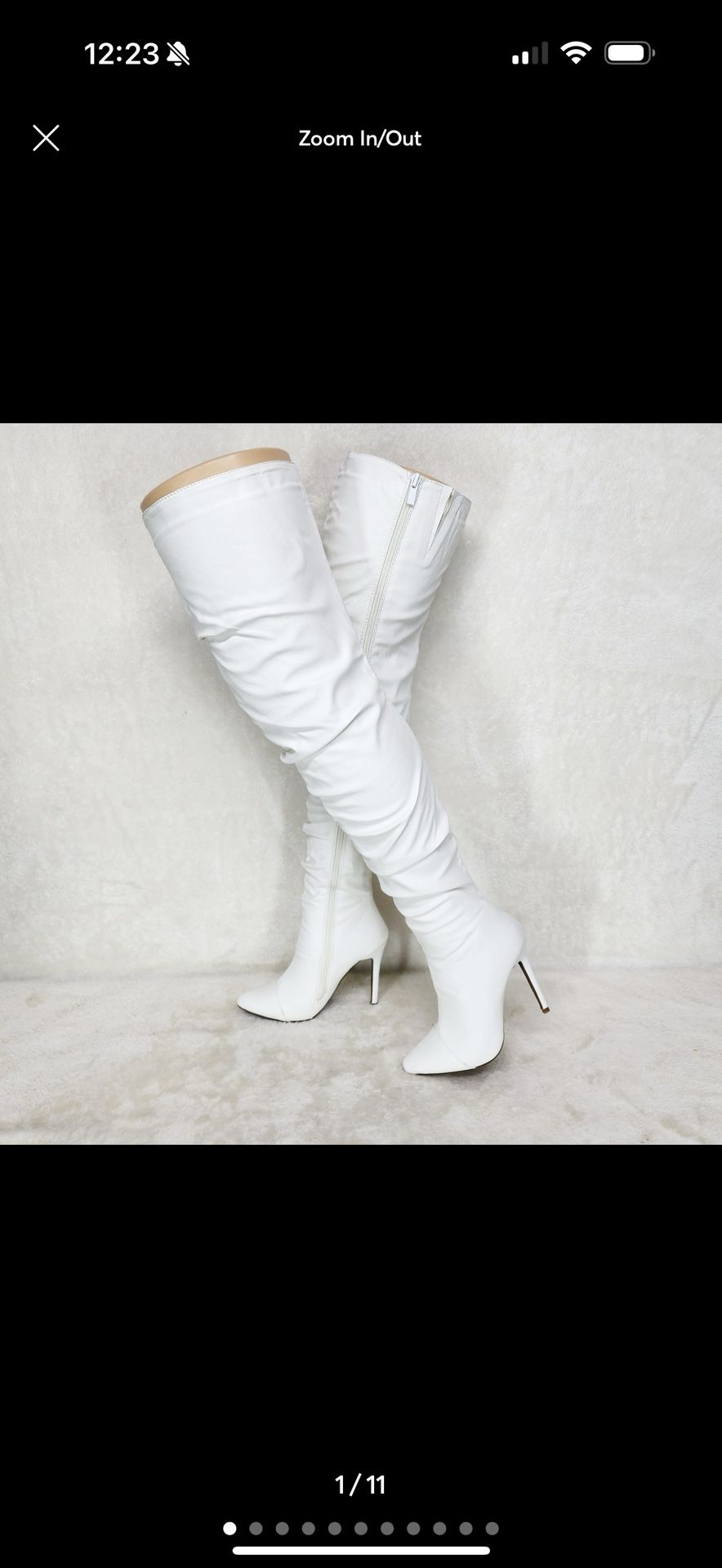 Victoria White Thigh High Over The Knee Slouch Scrunch Boots High Heels