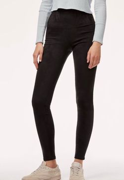 Aritzia Wilfred Free Daria black velvet high rise leggings, size XS