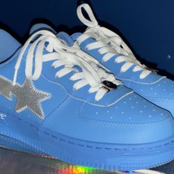 BAPE STA Shoes - Blue & Sparkling Silver (M 8.5) A Bathing Ape