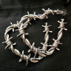 Silver Barbed Wire Earrings