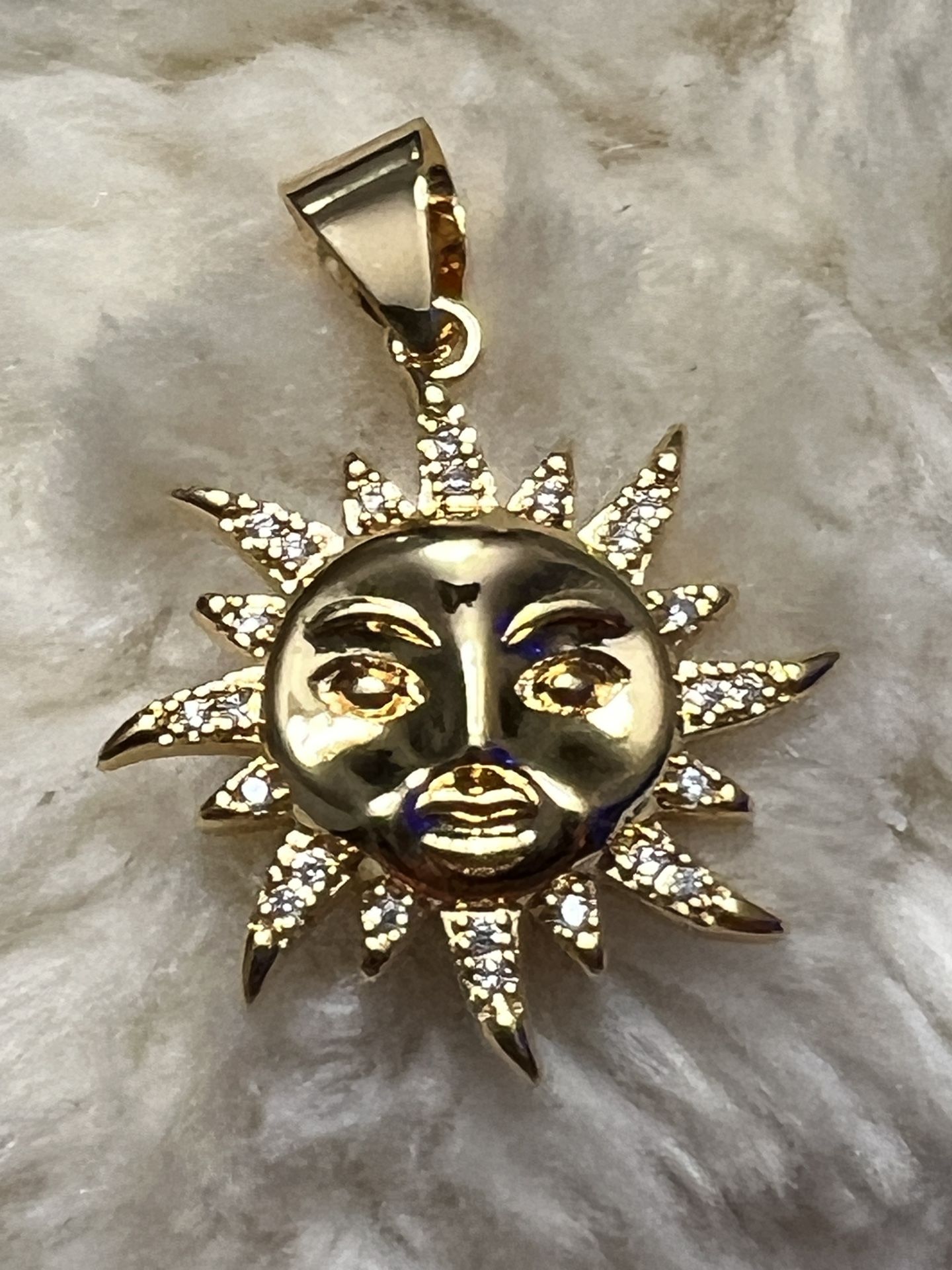 Sun Gold Plated Pendant With Clear Stones