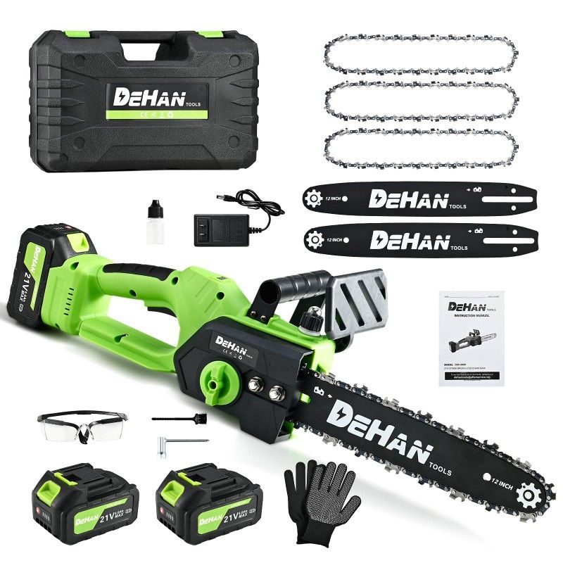 Brand New 21 Volt 12 Inch Cordless Chainsaw With 2 Strong 4 AH BATTERIES AND CHARGER