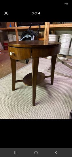 Round Wood Side Table with Drawer
