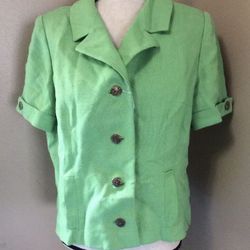 Vintage 60s Davidow Lime Green S/S Short Tweed Jacket Blazer Career M/L