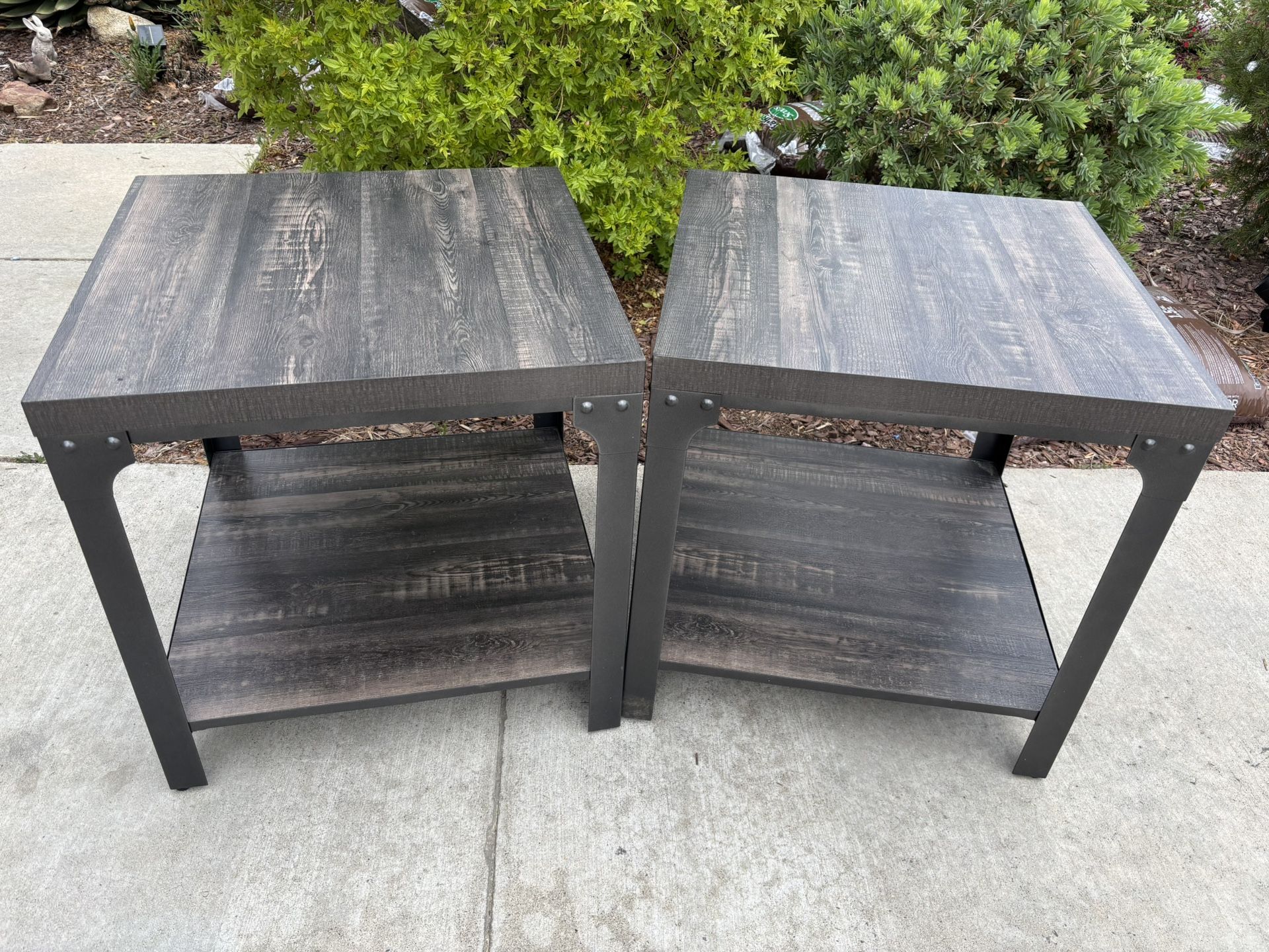 Gray Modern End Table Nightstand Set Great Condition