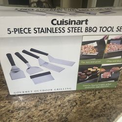 NEW Cuisinart 5-Piece Stainless Steel BBQ Tool Set for Gourmet Outdoor Grilling