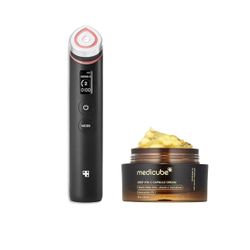 medicube K-Viral Duo for Uneven Skin Tone: Age-R Booster Pro | 6-in-1 Real Glass Glow Device and Deep Vitamin C Golden Capsule Face Moisturizer