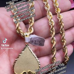 10K Gold Rope Chain & Spade Pendant 