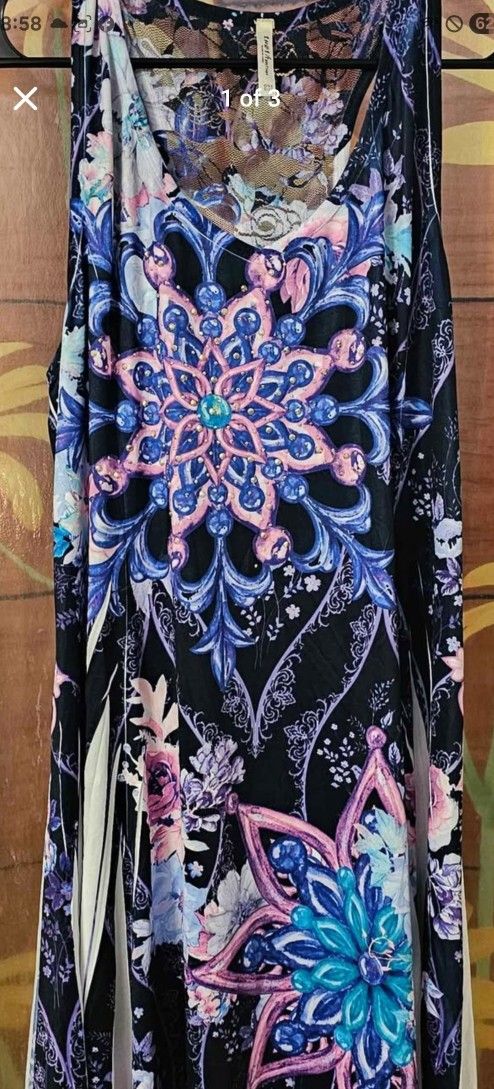 Gorgeous Women's Splash Of Color, Lace Back, Sleeveless Dress Size One Size (M/L)