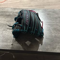 Used Wilson A2000 SC86 11.5” RH Throw Glove - Black/Teal/Pink