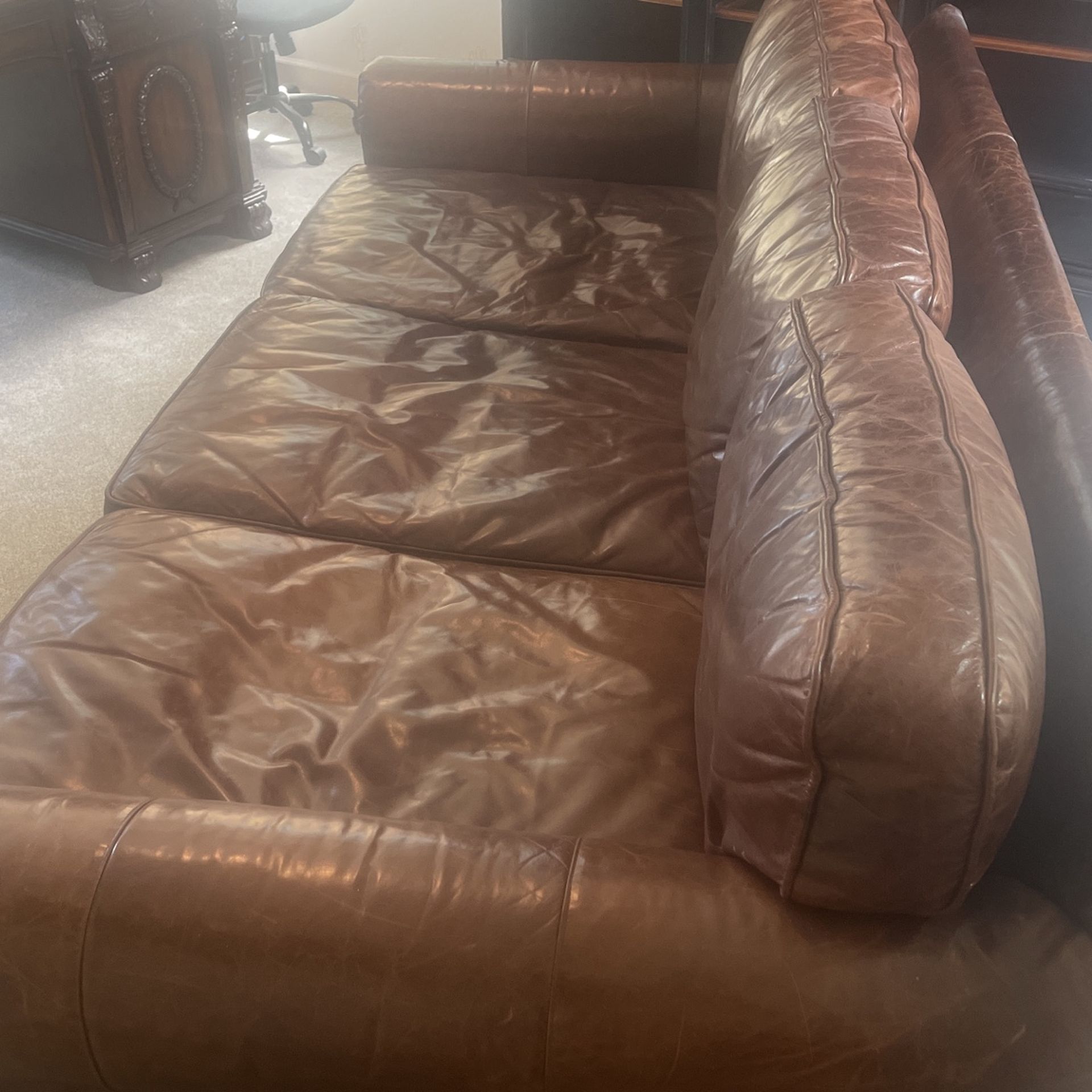 Original Lancaster Leather Three-Seat-Cushion Sofa