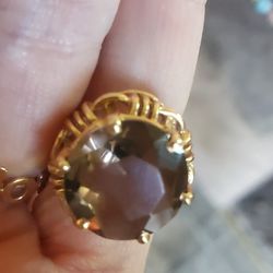 14k Gold Large Real Gem Ring