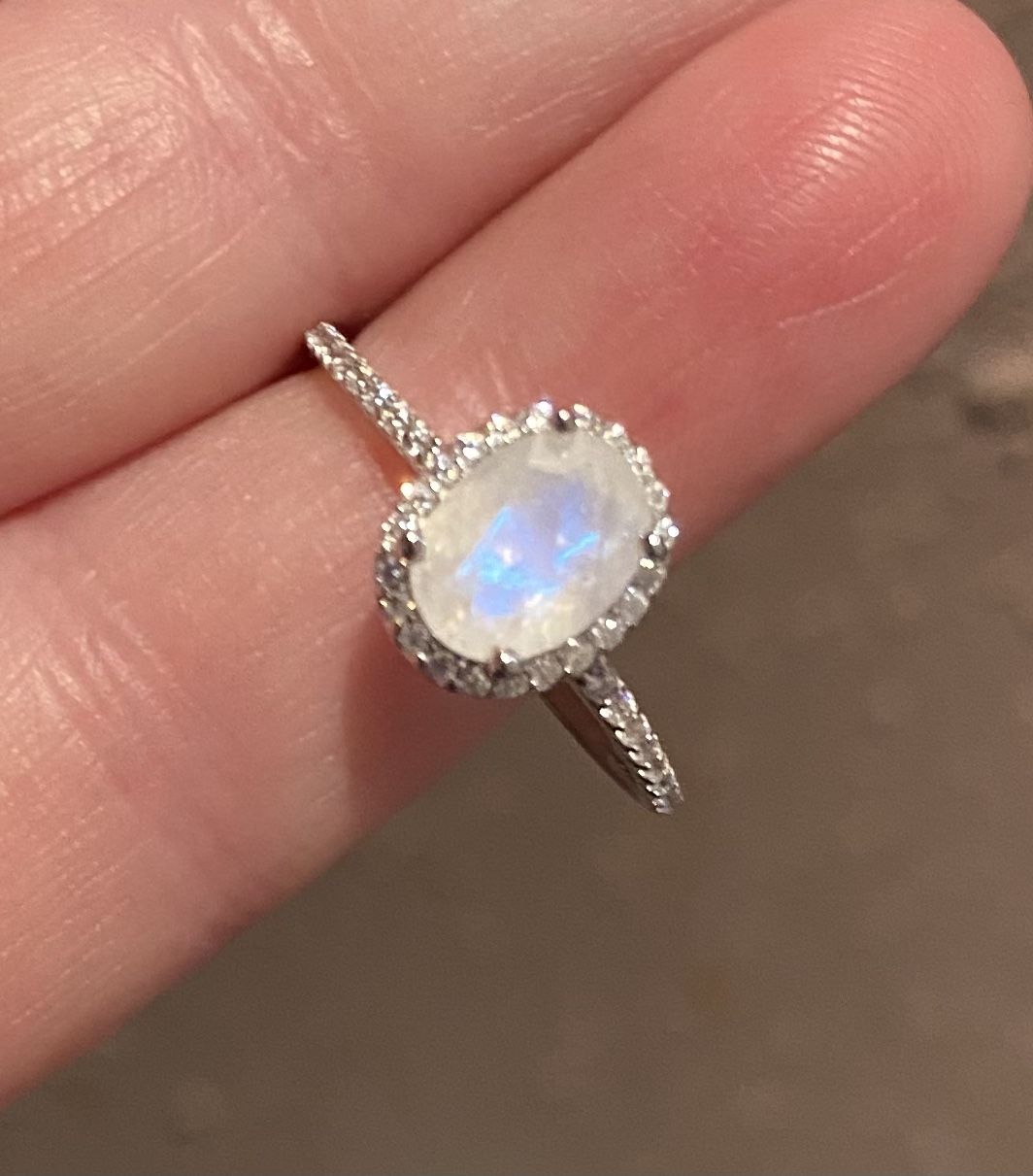 Natural Moonstone Ring S925 Sz 8
