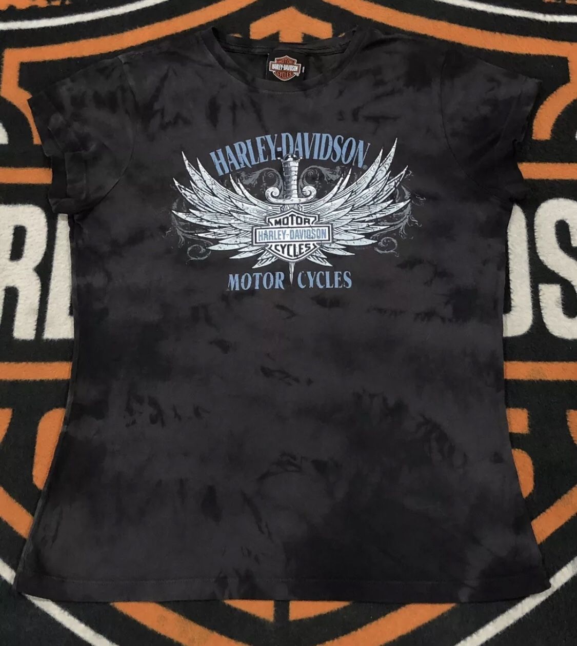 Harley Davidson Shirt Small Women, With Rhinestones,Tie Dye,  LAS VEGAS  NEVADA