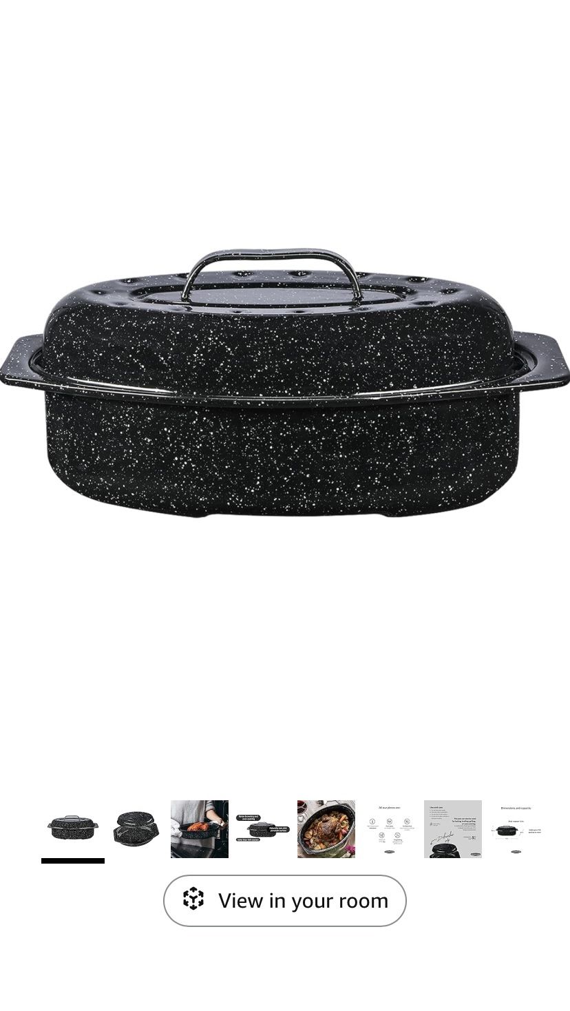 Enamelware Steel Black Speckled 13” Roasting Dish
