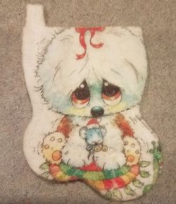 Vintage Precious Moments miniature stocking dog