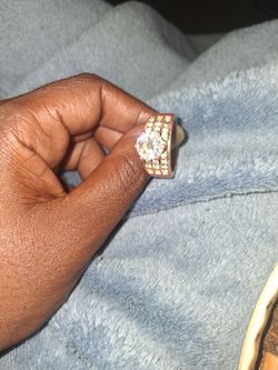 Rose Gold Solitaire Ring with Stone Accents