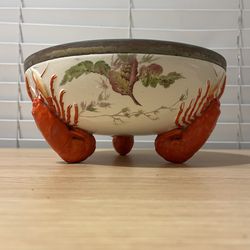 Antique 1800s Wedgwood Lobster Ocean Serving Bowl Large Seaweed Sea