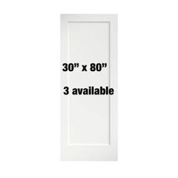eightdoors 30 in. x 80 in. x 1-3/8 in. Shaker White Primed 1-Panel Solid Core Wood Interior Slab Door
