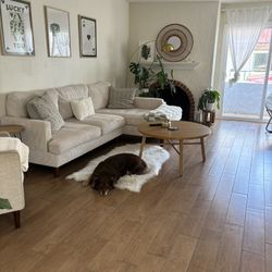 White Corduroy Sectional
