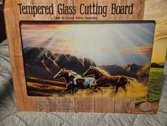 New Country Side Tempered Glass Cutting Board Running Horses