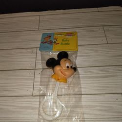Vintage Danara Walt Disney Productions Mickey Mouse Plastic Baby Rattle Toy 7"