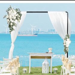 Balloon Arch Stand, 8.2FT Square Wedding Arch Frame, Metal Black Heavy Duty Backdrop Adjustable Stand, Extra 2 Clamps Change Over The Table Rod Stand 