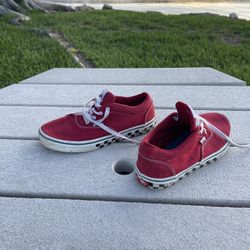 VANS Red Canvas Checkered Soles Sk-8 Low Top Skateboard Shoes