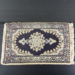 Persian Rug Hand Knotted Medallion Rug 24x15" 40X60cm 132KPSI SemiAntique