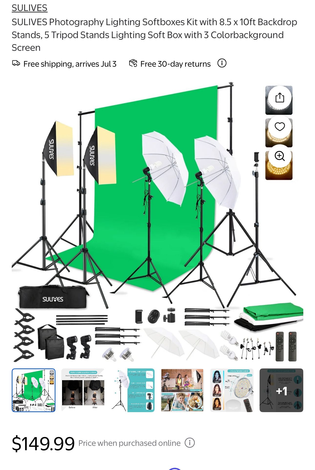 SULIVES Photography Lighting Softboxes Kit