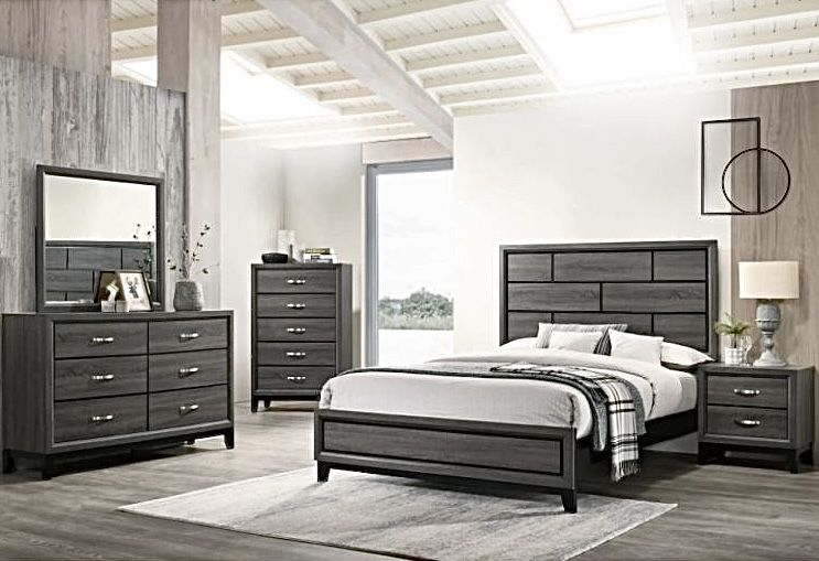5pc Gray Rustic Bed room set