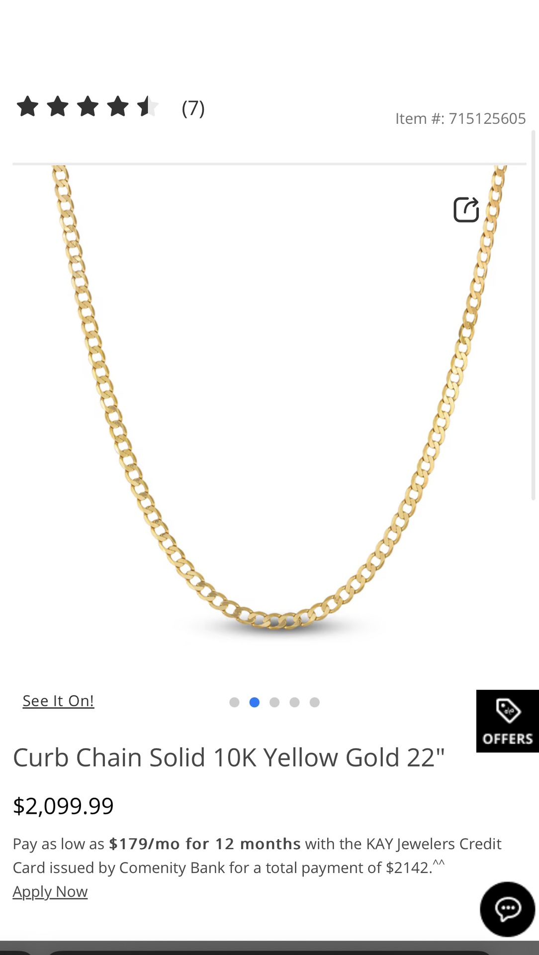 4.5 mm Flat Curb Diamond Cut 10kt Gold Chain